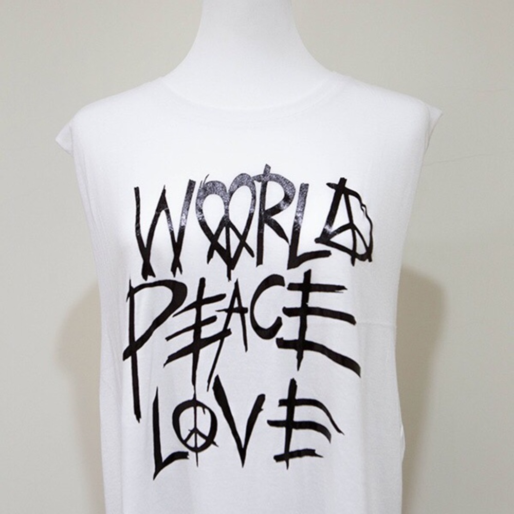World peace love tank top (White)